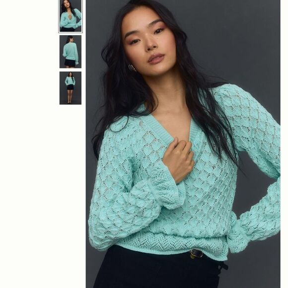 Anthropologie Sweaters - Anthropologie Flounce-Hem Pointelle Sweater